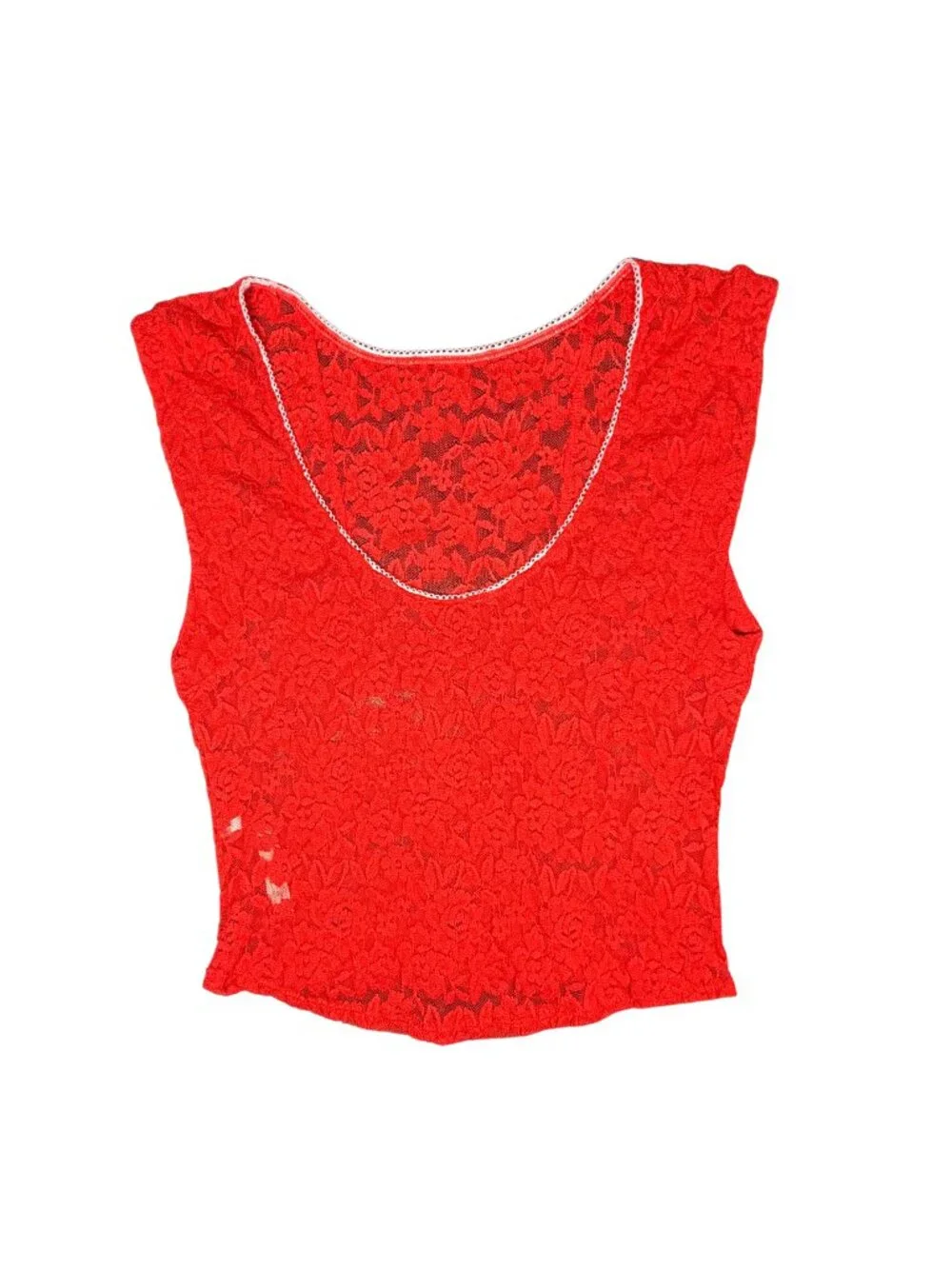 Free People Sheer Red Lace Top